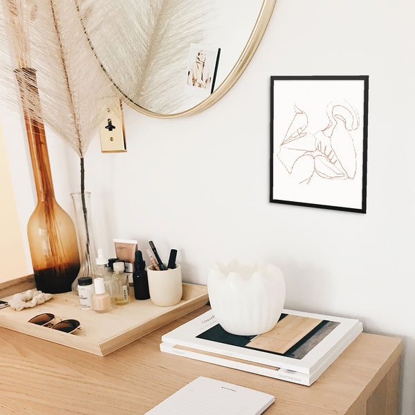 One Line Art Print Abstract Lips Poster