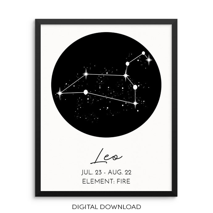 LEO Constellation Wall Art Print Zodiac Sign Poster DIGITAL DOWNLOAD