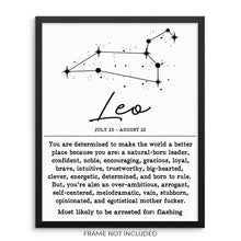 LEO Zodiac Constellation Wall Art Print Home Decor Poster