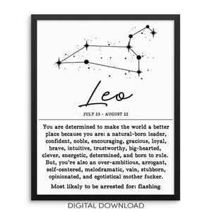 https://sincerelynot.com/collections/constellation-zodiac-wall-art/products/leo-zodiac-constellation-wall-decor-art-print-poster-8x10-unframed