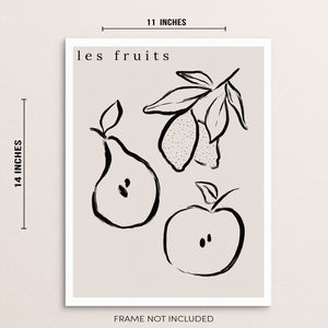 Minimalist One Line Art Print Abstract Les Fruits Poster