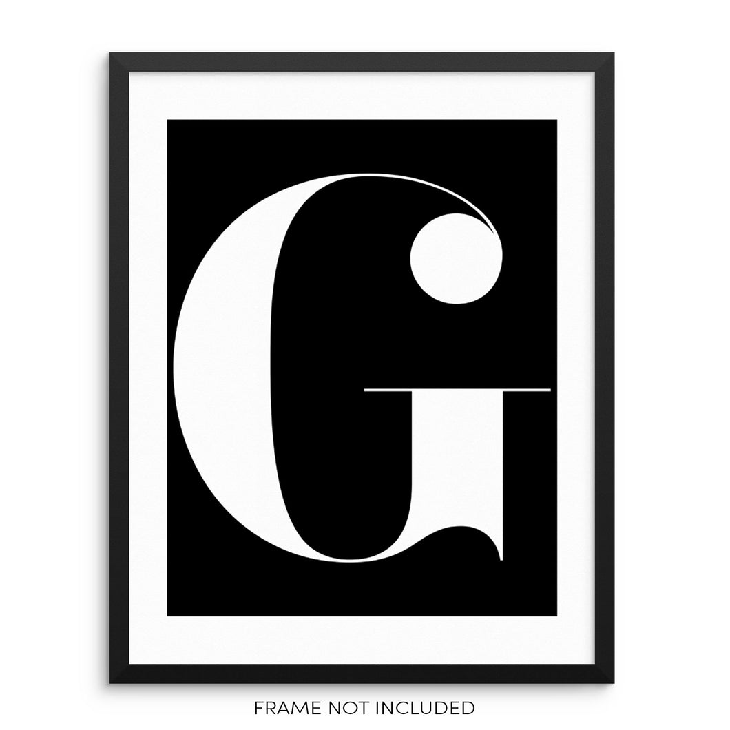 Letter G Monogram Initials Art Print ABC Wall Poster