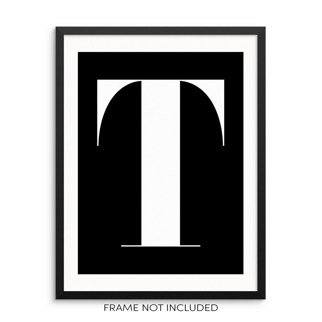Letter T Monogram Initials Art Print ABC Wall Poster
