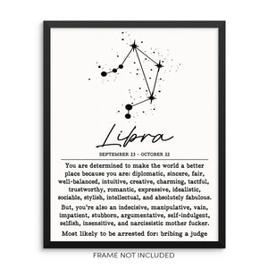 LIBRA Funny Zodiac Constellation Home Decor Wall Art Print Poster