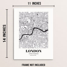 London City Grid Map Art Print England Cityscape Road Map Wall Poster