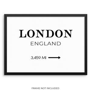 London Road Miles Art Print Sign Minimalist Travel Poster