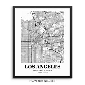 Los Angeles City Grid Map Art Print Cityscape Road Map Wall Poster