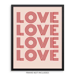 Love Typography Art Print Retro Wall Decor Poster