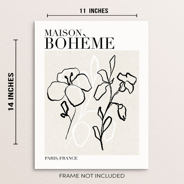 One Line Botanical Art Print Maison Bohème Abstract Flowers Poster