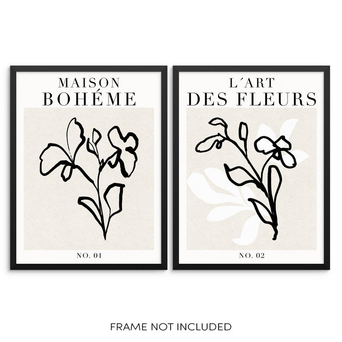 Minimalist Flowers Art Prints Set Maison Boheme and L'Art Des Fleurs