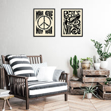 Set of 2 Gallery Wall Art Prints Make Love Not War and Peace Now PRINTABLE FILES