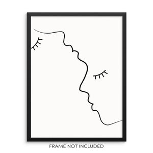 Abstract One Line Drawing Faces Home Decor Wall Art Print