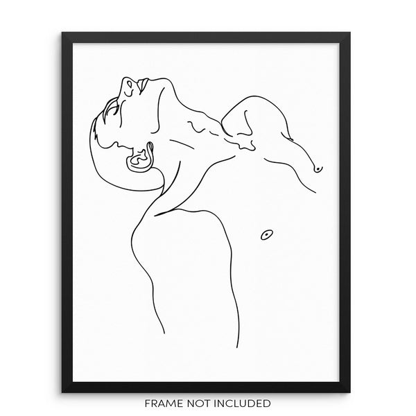 Minimalist Man's Nude Body Line Drawing Art Print Abstract Wall Poster