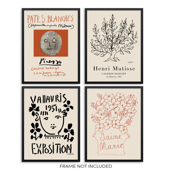 Henri Matisse Pablo Picasso Art Prints Set Gallery Exhibition Posters
