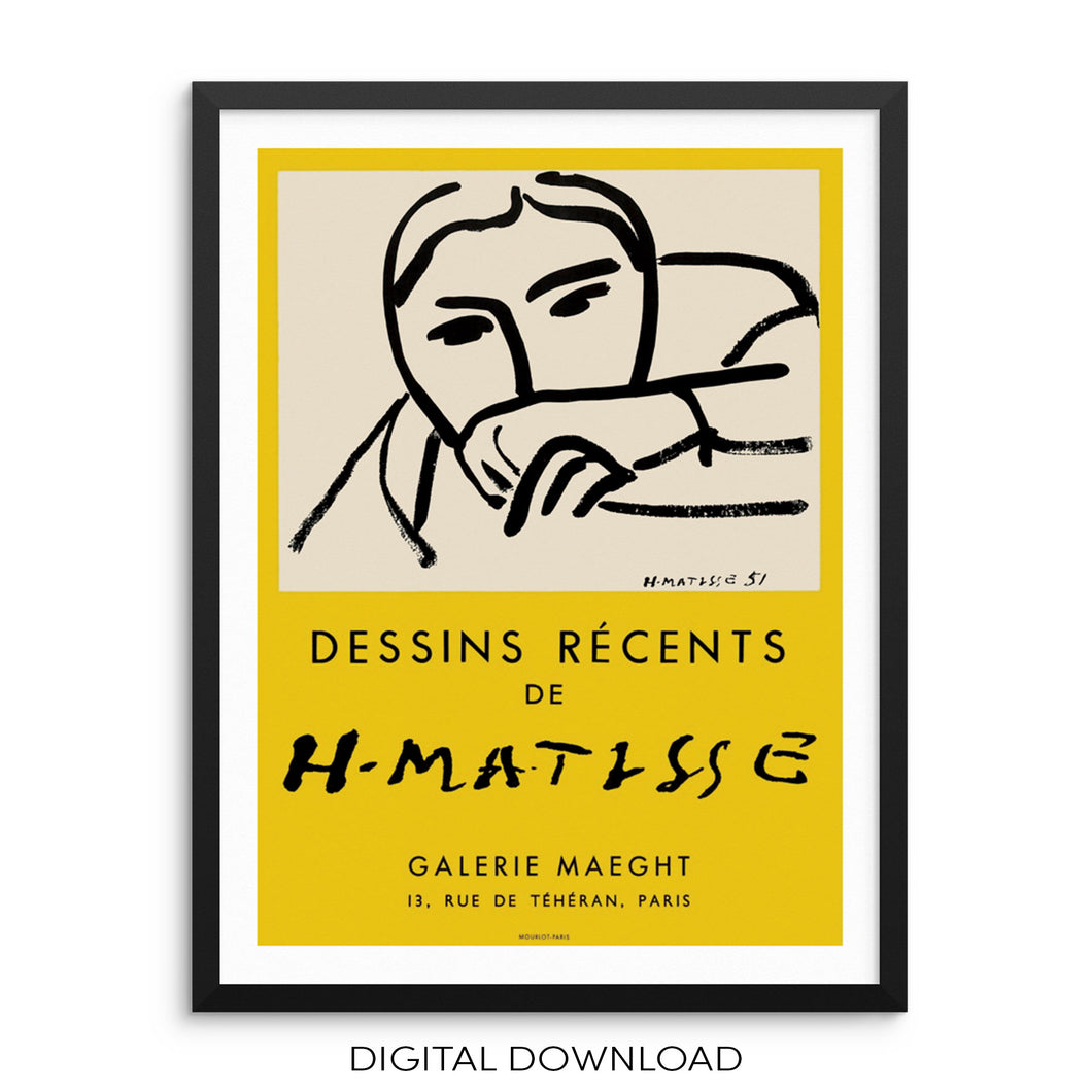 Dessins Récents Matisse Art Gallery Exhibition Poster DIGITAL FILE