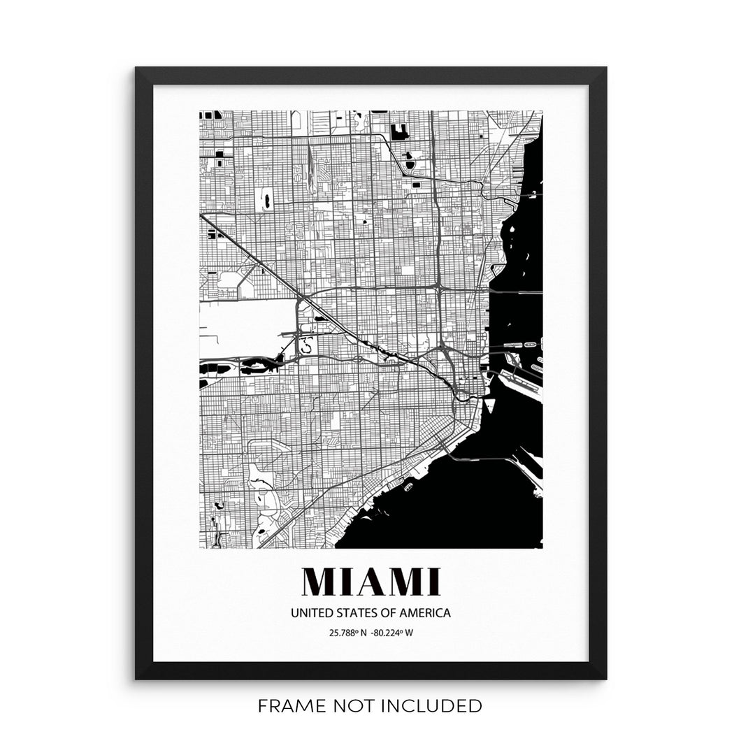 Miami City Grid Minimalist Art Print Modern Home Decor Wall Poster
