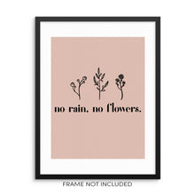 No Rain No Flowers Inspirational Quote Wall Art Print