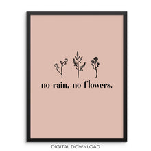 No Rain No Flowers Inspirational Wall Art Print DIGITAL FILE Poster 