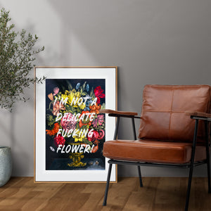 Altered Vintage Graffiti Art Print Not a Delicate Flower Poster |PRINTABLE FILE| Maximalist Eclectic Wall Art for Bedroom Gallery Wall Decor
