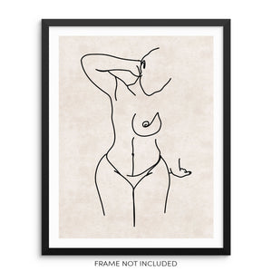 One Line Drawing Minimalist Art Print Woman's Nude Body Shape Poster