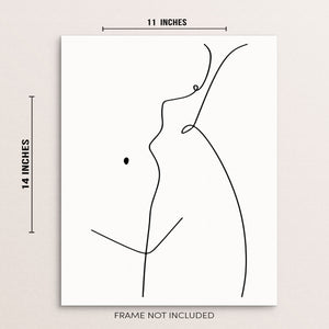 Nude Woman's Abstract Body Shape One Line Art Print