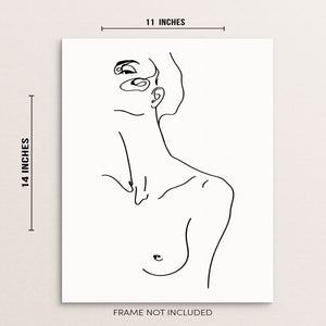 Nude Woman Abstract Art Print Minimalist One Line Drawing Wall Poster