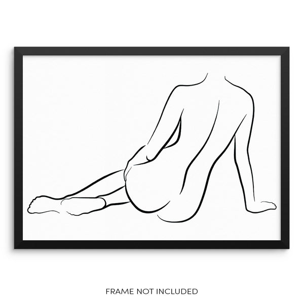 Abstract Nude Woman's Body One Line Wall Decor Art Print Poster