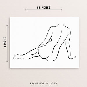 Abstract Nude Woman's Body One Line Wall Decor Art Print Poster