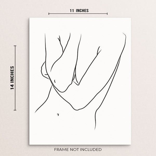 Minimalist Continuous Line Drawing Nude Body Shape Art Print Poster