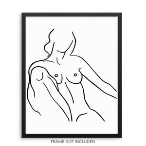Abstract Nude Woman One Line Wall Art Print