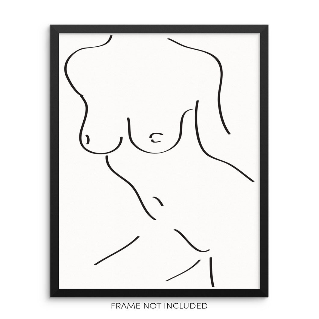 Woman's Nude Body Figure Modern Abstract Wall Decor Art Print Poster