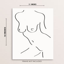 Minimalist Line Drawing Art Print Poster Woman's Nude Body Shape
