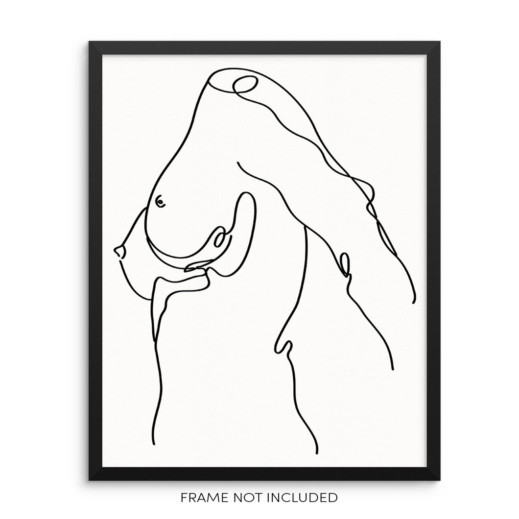 Abstract Nude Woman Minimalist One Line Drawing Art Print