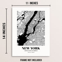 New York City Grid Map Art Print NYC Cityscape Road Map Wall Poster