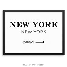 New York City Road Miles Minimalist Art Print NYC Sign Wall Poster