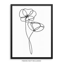 Abstract Poppy Flowers Line Drawing Minimalist Botanical Art Print