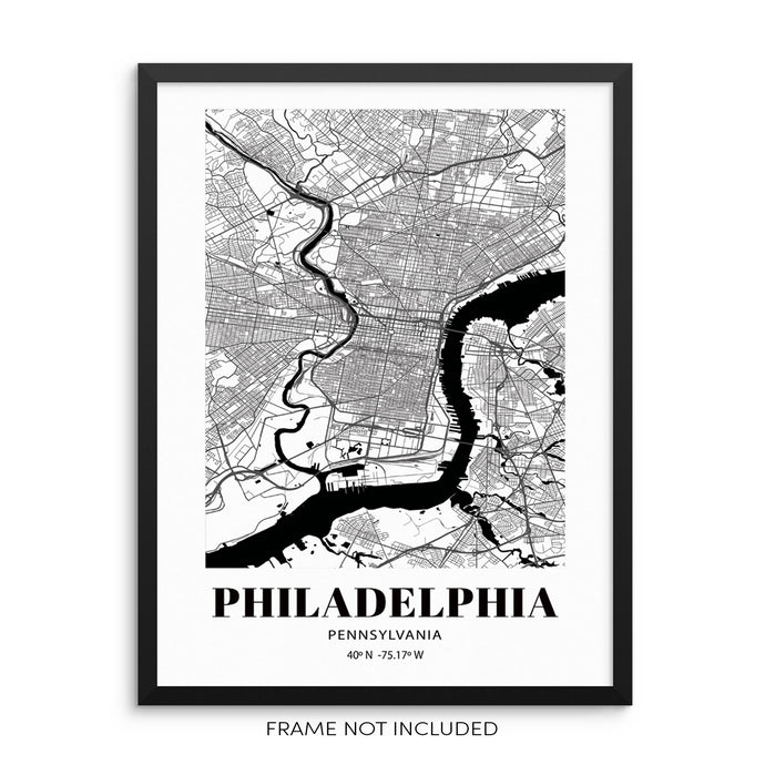 Philadelphia City Grid Minimalist Art Print Modern Wall Decor Poster