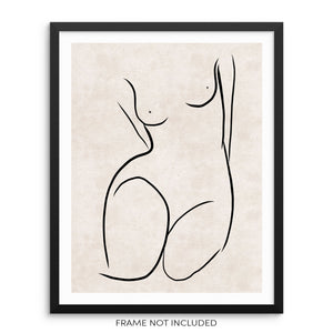 One Line Wall Art Print Abstract Woman's Body Shape Trendy Poster