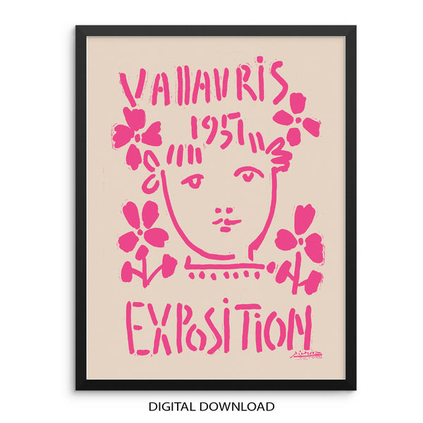 Picasso Vallauris Gallery Exhibition Pink Art Print Poster PRINTABLE FILE