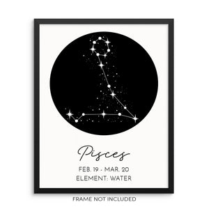 PISCES Constellation Art Print Astrological Zodiac Sign Wall Poster