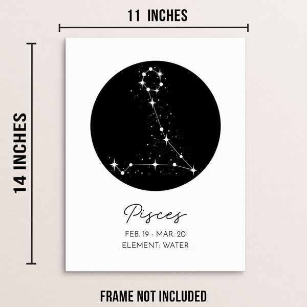PISCES Constellation Art Print Astrological Zodiac Sign Wall Poster