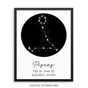 PISCES Constellation Wall Art Print Zodiac Sign Poster DIGITAL DOWNLOAD