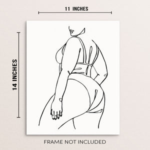 One Line Art Print Abstract Nude Woman's Body Shape