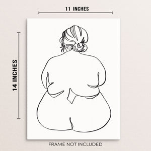 Nude Woman One Line Drawing Minimalist Art Print Poster