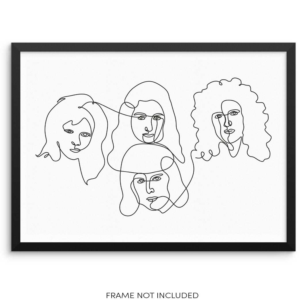 Queen Classic Rock Band Poster Abstract One Line Drawing Art Print