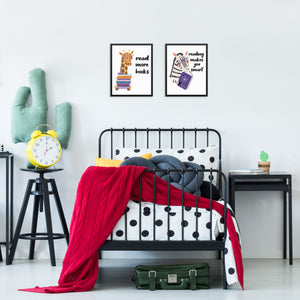 Kids Bedroom Inspirational Art Print Set Reading Makes You Smart