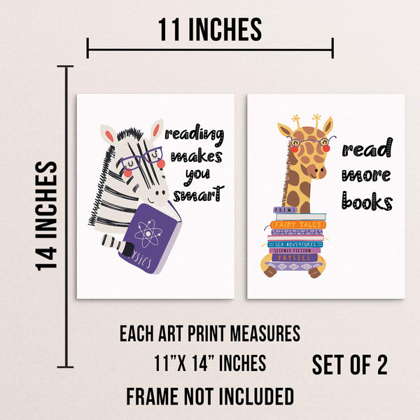 Reading Makes You Smart Kids Bedroom Inspirational Art Print Set