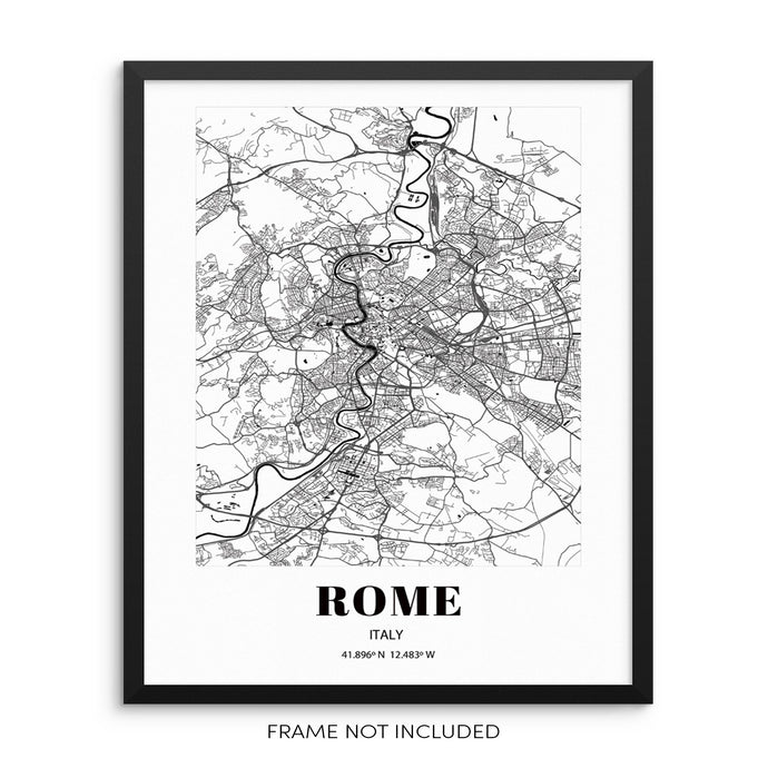 Rome City Grid Map Art Print Italy Cityscape Road Map Wall Poster