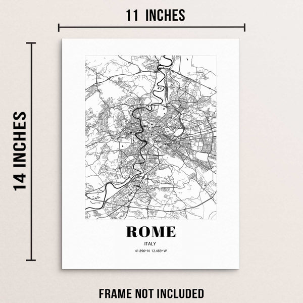 Rome City Grid Map Art Print Italy Cityscape Road Map Wall Poster