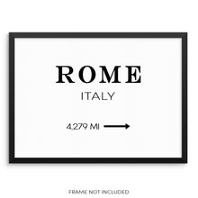 Rome City Road Miles Art Print Sign Minimalist Wall Poster